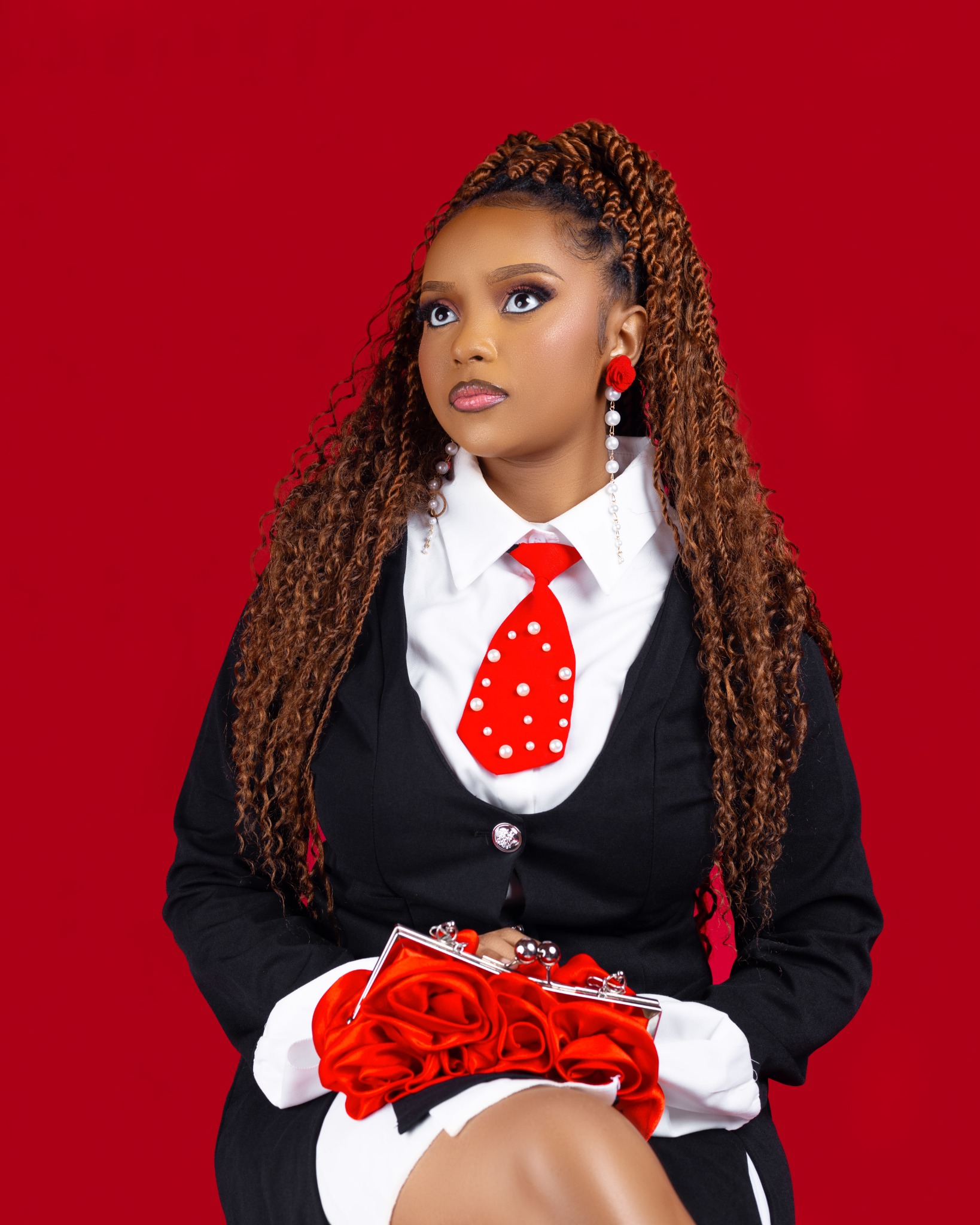 Red fashion editorial portrait